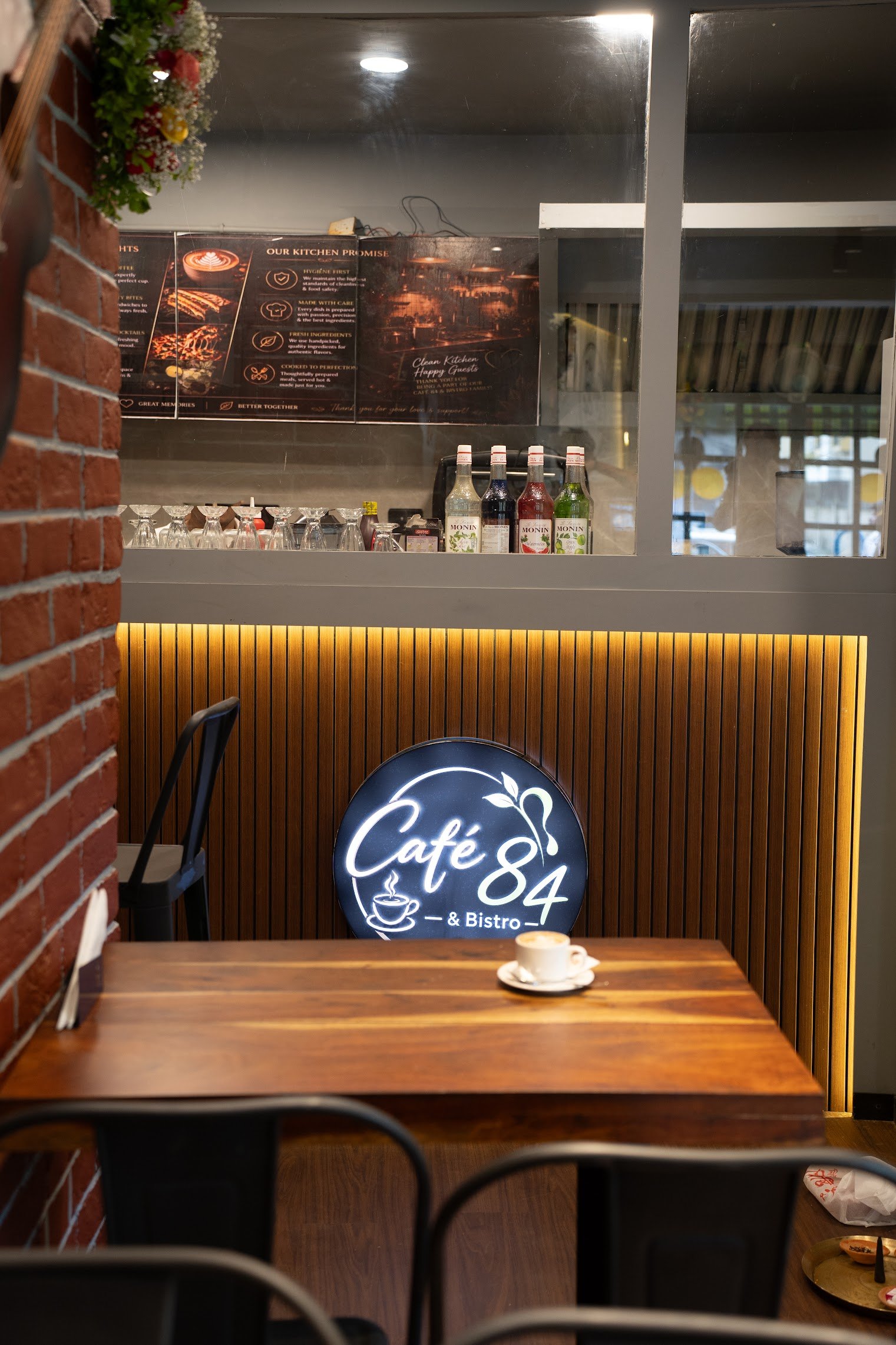 A welcoming Café 84 dining corner